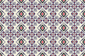ikat Abstract Ethnic art. Seamless pattern in tribal, folk embroidery, and Mexican style. Aztec geometric art ornament print.Design for carpet, cover.wallpaper, wrapping, fabric, clothing