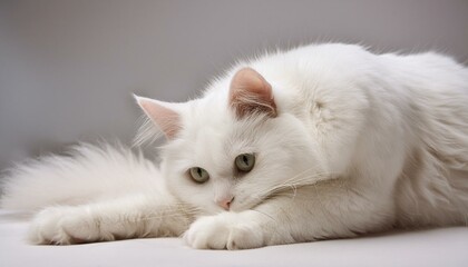 Obraz premium white persian kitten, close-up photo of a cat with white, dense fur