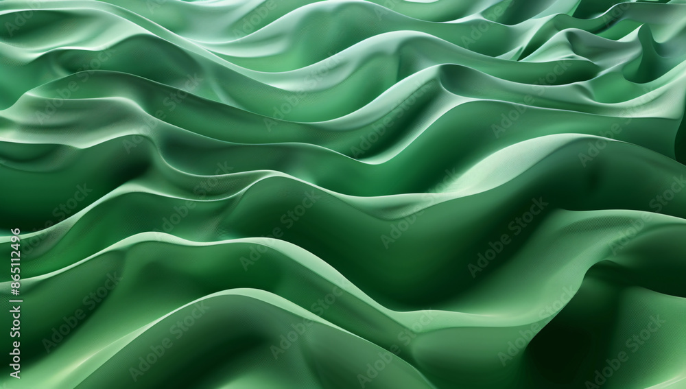 Aufkleber 3d render of abstract green background with paper waves in the style of organic shapes, high resolut