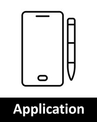 Application set icon. Smartphone, transfer, bell, image, upload arrow. Ideal for app development, mobile interfaces, notifications, media management, software tools, digital design.