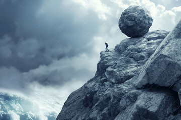 Pinnacle of Perseverance: Climber Faces Nature's Fury on Treacherous Mountain Peak
