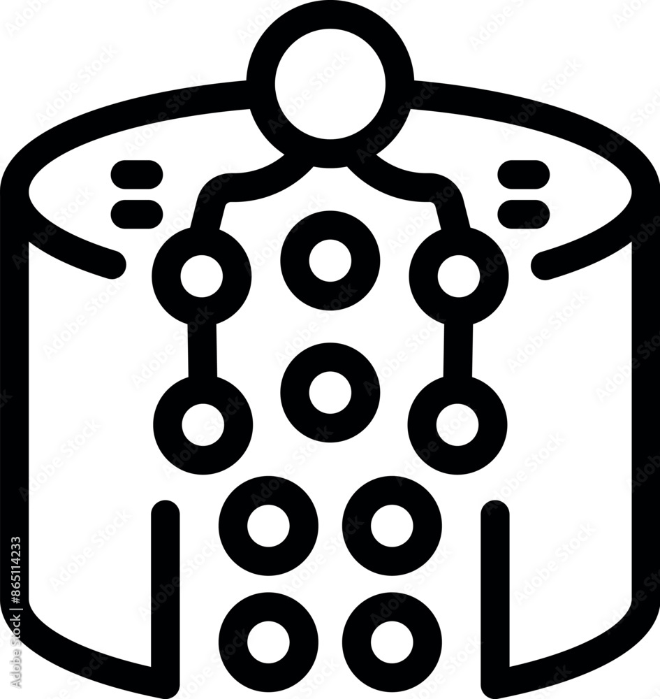 Poster icon of a database server managing data with connections represented by lines and circles