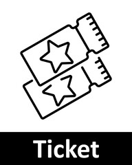 Event and ticketing line icons set. Tickets, 3D glasses, profile, heart, blank ticket, admission, VR ticket, barcode, sports, music. Entertainment, event planning, admission concept