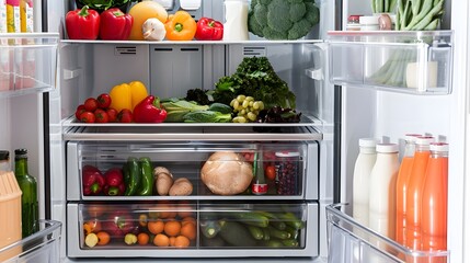 Fridge with Healthy Plant Based Foods and Dairy Alternatives for Vegetarian Lifestyle