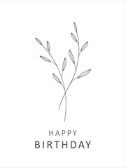 Birthday card on white background, floral