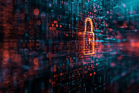 A metallic padlock symbolizing security and encryption against a digital backdrop, A visual metaphor for the role of encryption in maintaining online privacy