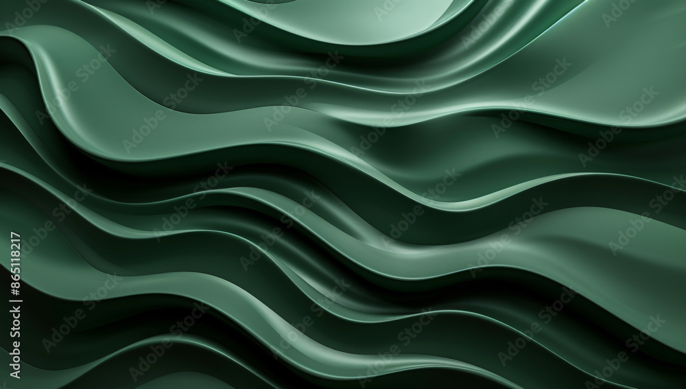 Aufkleber 3d render of abstract green background with paper waves in the style of organic shapes, high resolut