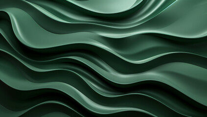 Obraz premium 3d render of abstract green background with paper waves in the style of organic shapes, high resolution, layered translucency and organic forms