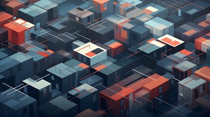 Minimalist Geometric Patterns in Muted Colors with Layered Polygonal Structures