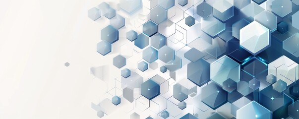 Abstract geometric hexagonal pattern with blue and white gradient background