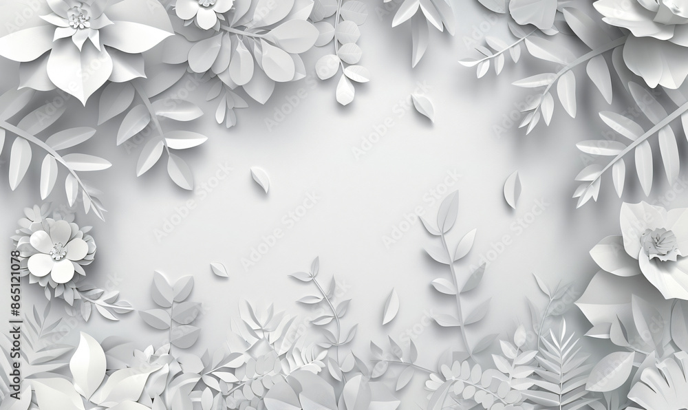 Poster 3d render of abstract green background with paper waves in the style of organic shapes, high resolut