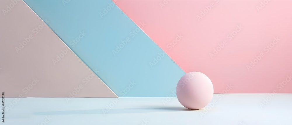 Poster minimalist design layout with pastel colors and geometric shapes