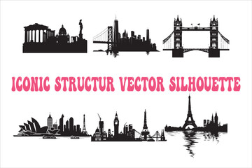 Obraz premium Eiffel Tower 🗼, Statue of Liberty 🗽, Big Ben 🕰️, Colosseum 🏛️, Great Wall of China 🏯, Taj Mahal 🕌, Sydney Opera House 🎭, Pyramids of Giza 🏜️, Leaning Tower of Pisa 🏰, Mount Fuji 🗻, Machu Pic