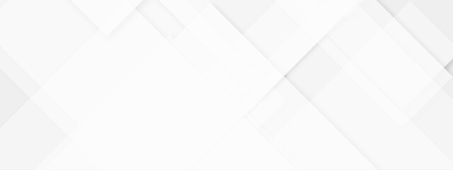 Obraz premium White and grey geometric minimal and square overlap layer shape banner design. Abstract geometric minimal futuristic element concept. Design for poster, brochure, banner, wallpaper, cover, flyer.