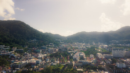 Patong Beach Popular places. afternoon light sky and blue ocean are on the back of white Phuket sea is the one of landmarks on Phuket island Thailand.