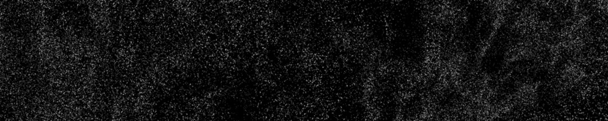 White Grainy Texture On Black. Dark Panoramic Background. Wide Horizontal Long Banner. Dust Overlay. Noise Surface. Snow Vector Elements. Illustration, EPS 10.	
