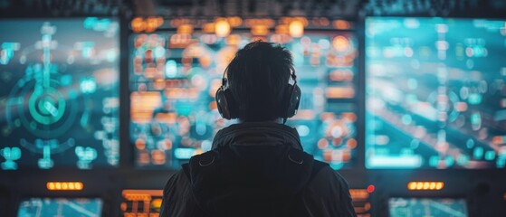 the flight controller monitors the flight plan of the aircraft on the monitor screen