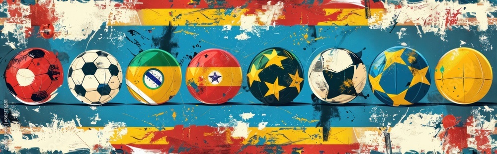 Canvas Prints Grunge Football Collage of International Teams