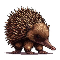 Echidna 8-bit cartoon isolated whitebackground 