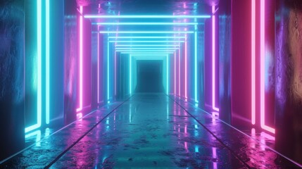 Vibrant Neon Light Streaks in Pink and Blue with Dynamic Abstract Pattern and Glowing Energy


