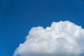 Blue Sky with White Clouds, Sunny Cloudy Sky Texture Background, Fluffy Clouds Pattern, Sunny Cumulus