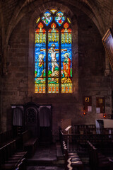 Fototapeta premium Stained Glass Window in Collegiale Saint Aubin, Guerande, France
