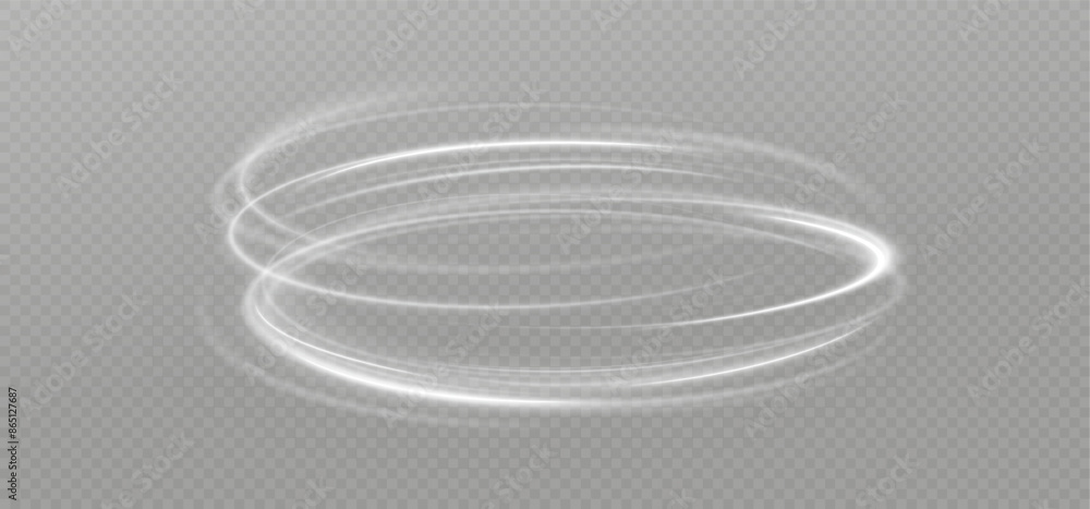 Poster Light white Twirl. Curve light effect of white line. Glowing white spiral. The effect of high-speed abstract lines. Rotating shiny rings.	