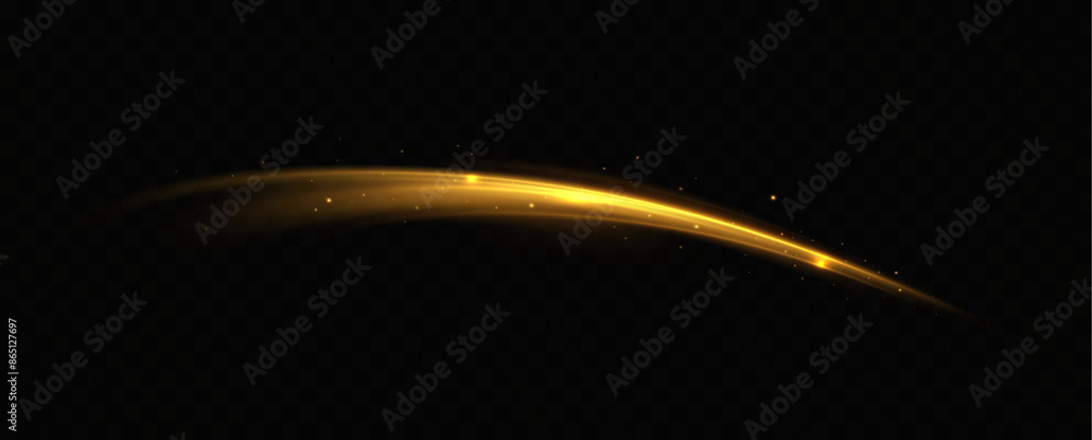 Aufkleber abstract light lines of high-speed traffic, golden colors. neon glowing curves. abstract movement. n