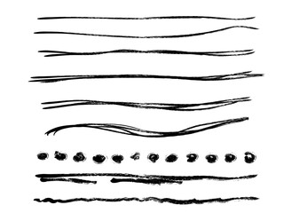 Set of hand drawn line brushes.Hand drawn lines and dividers.Doodle line borders.