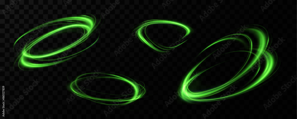 Aufkleber Green neon ring. Glowing circle. Glow effect. Round light frame. abstract light lines of movement and speed. Abstract light lines of movement and speed. light green ellipse.