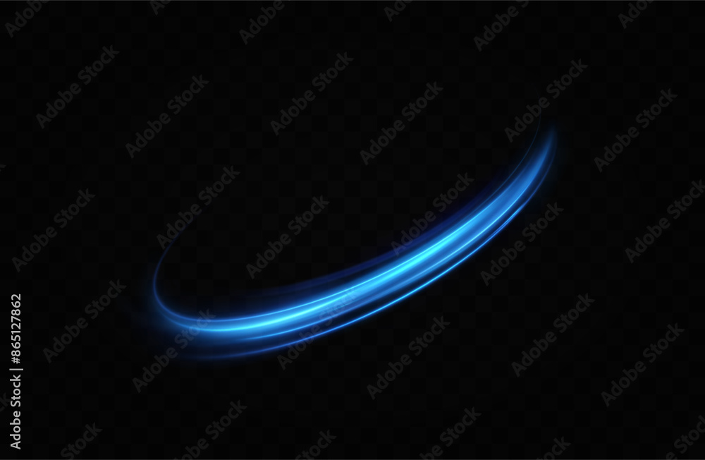 Poster abstract light lines of speed movement, blue colors.neon glowing curves.abstract motion.neon lines o