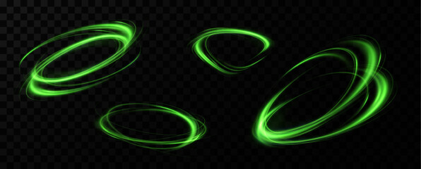 Green neon ring. Glowing circle. Glow effect. Round light frame. abstract light lines of movement and speed. Abstract light lines of movement and speed. light green ellipse.