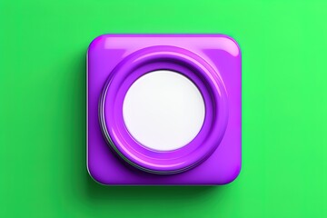 Large Green push button photographed on a white background