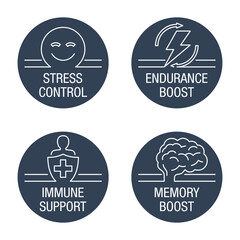 Circular icons set in thin line for Nutrient Supplement