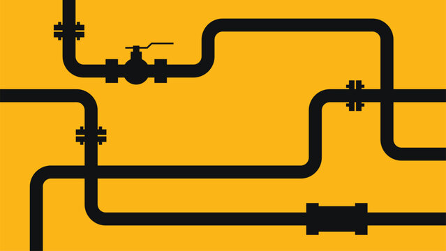 Water system pipes vector silhouette illustration 