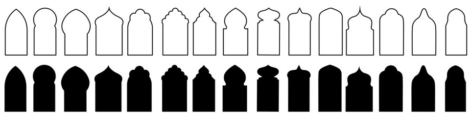 Arabian window icon vector set. Window illustration sign collection. Arabic style symbol or logo.
