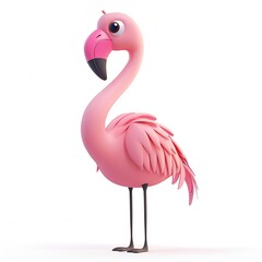 Obraz premium Flamingo 3D cartoon isolated whitebackground 