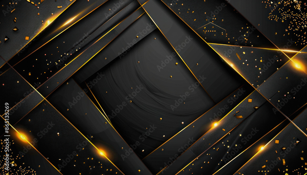 Aufkleber the image features a dark backdrop adorned with shimmering golden lines and sparkles