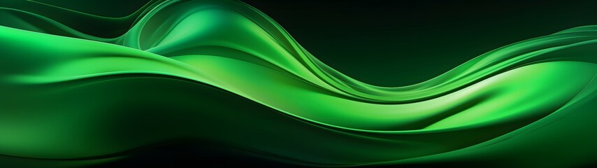 Obraz premium Abstract green wave flowing dynamically against a dark background, creating a smooth and energetic visual impact.