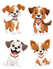 small puppy dog flat cartoon vector illustration