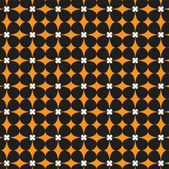 Black and white flower pattern, seamless pattern, seamless pattern with shapes, 