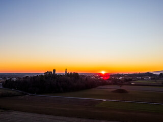 The ancient manor of Villalta at sunset. Pearl three the hills of Friuli.
