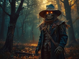 Obraz premium scarecrow in the forest in fantasy style