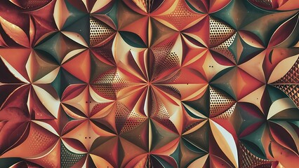 Ornate Geometric Petals Grid, Abstract Vector Seamless Pattern Wallpaper