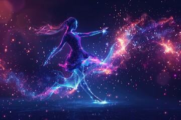 Fototapeta premium Abstractwoman dancer digital girl artificial intelligence silhouette