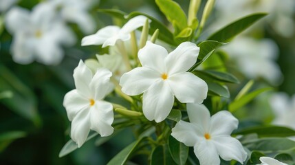 Obraz premium Vibrant white blooms of Crown of Thorns