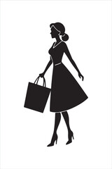 Man Woman Shopping Bag silhouette design vector art AI Generated 