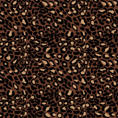 Seamless Leopard Pattern on a Brown Background, Spotted Ornament