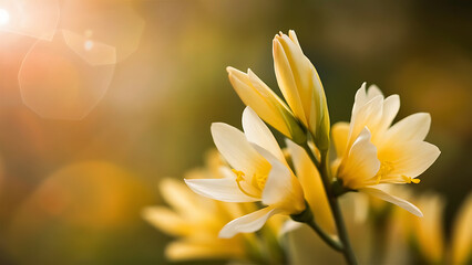 Naklejka premium Close-Up of Yellow Flower with Bud Nature Photography. Generative Ai