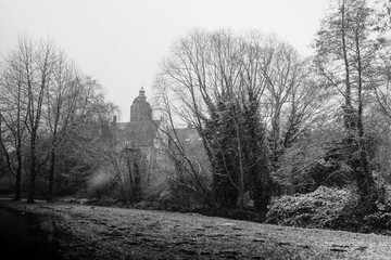 Church Spire Amongst Snow-Covered Trees